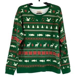 Magellan Outdoors Women's Large Green Holiday Fleece Crew Neck Sweatshirt G16-23